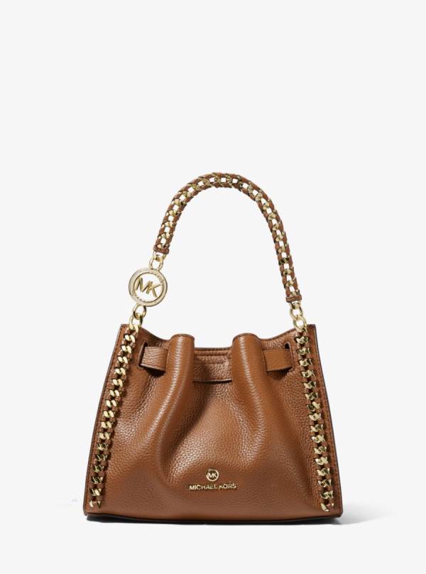 Damske Satchel Taske Michael Kors Mina Small Pebbled Leather Hnede - Kabelky Michael Kors Lacne | PMAJZ-9385
